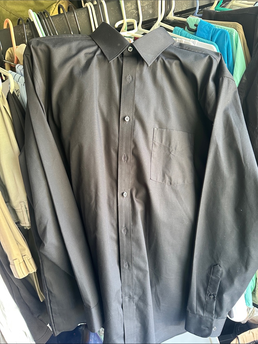 Stafford Men's Black Long-Sleeve Dress Shirt
